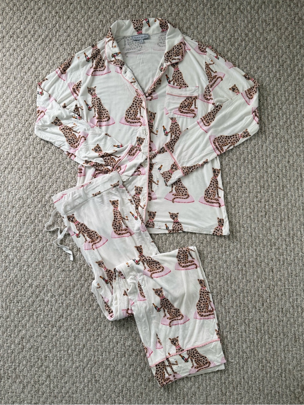 Toss Designs Leopard Soft Jersey Knit Pajama Set